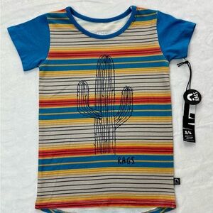 New Rags to Raches Blue Short Sleeve Tee with Desert Cactus‎ Art - size 3/4 - OG